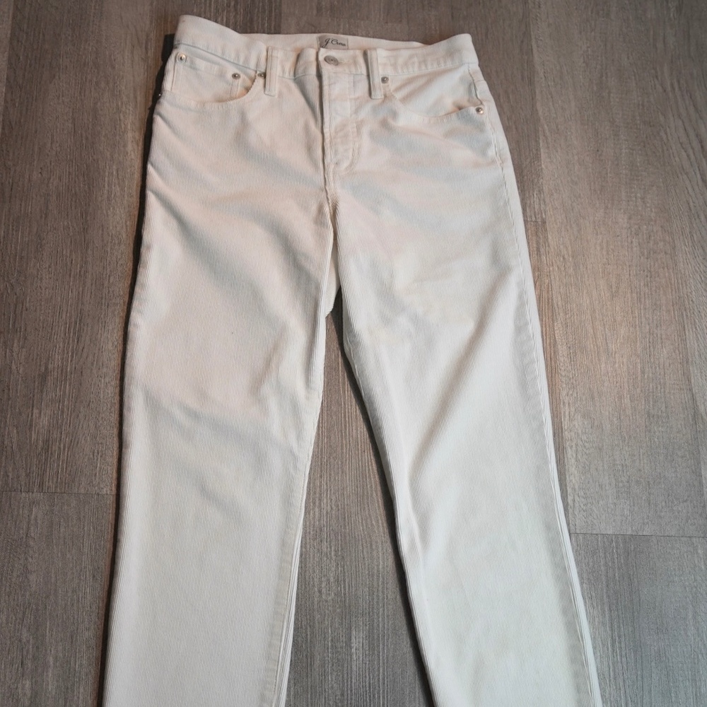 J. Crew White Corduroy Straight Leg Pants